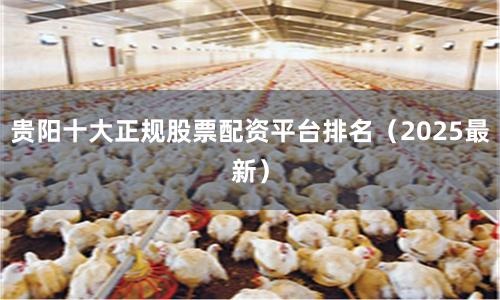 贵阳十大正规股票配资平台排名（2025最新）